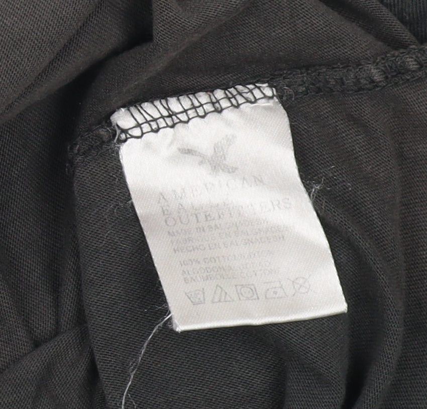 American Eagle Black Long Sleeve T-Shirt, XL, Classic Fit
