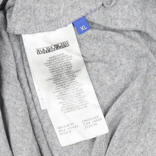 Napapijri Men's Grey XL Logo T-Shirt, Short Sleeve