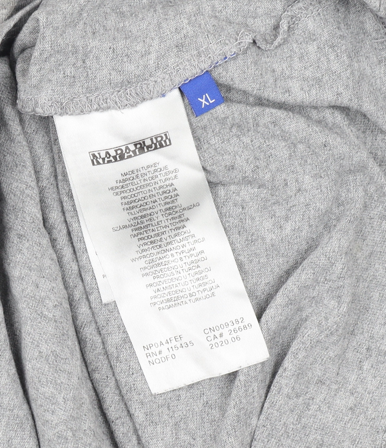 Napapijri Men's Grey XL Logo T-Shirt, Short Sleeve