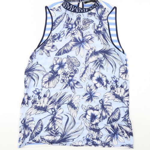 Marc Aurel Women's Blue Floral Tank Top, Size 8, Casual