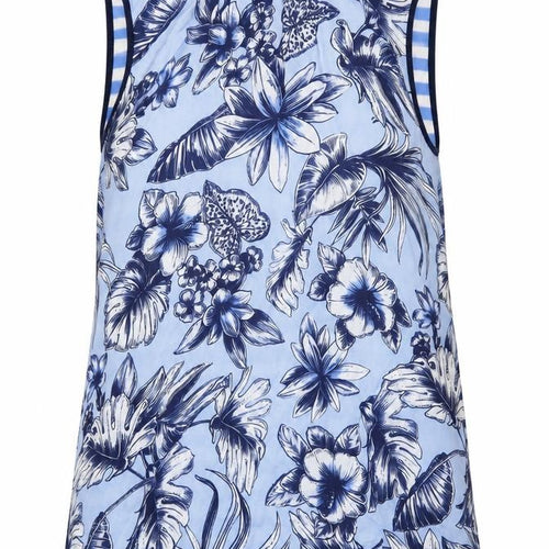 Marc Aurel Women's Blue Floral Tank Top, Size 8, Casual