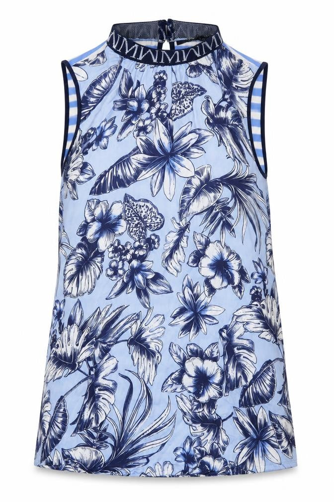 Marc Aurel Women's Blue Floral Tank Top, Size 8, Casual