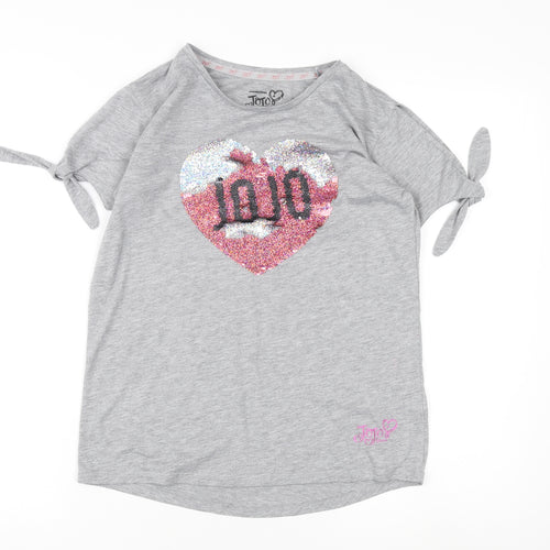 JoJo Siwa Girls Grey Sequined T-Shirt 12-13 Years