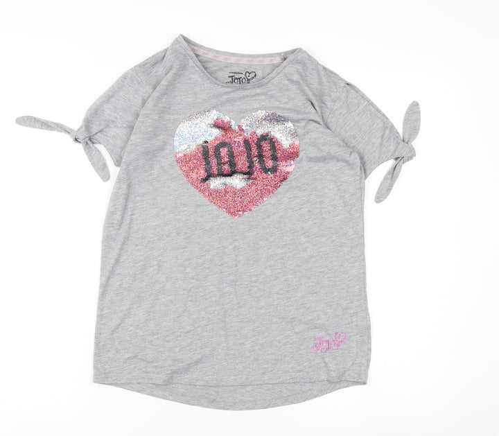JoJo Siwa Girls Grey Sequined T-Shirt 12-13 Years