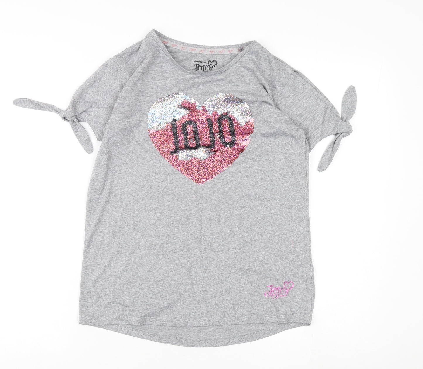 JoJo Siwa Girls Grey Sequined T-Shirt 12-13 Years