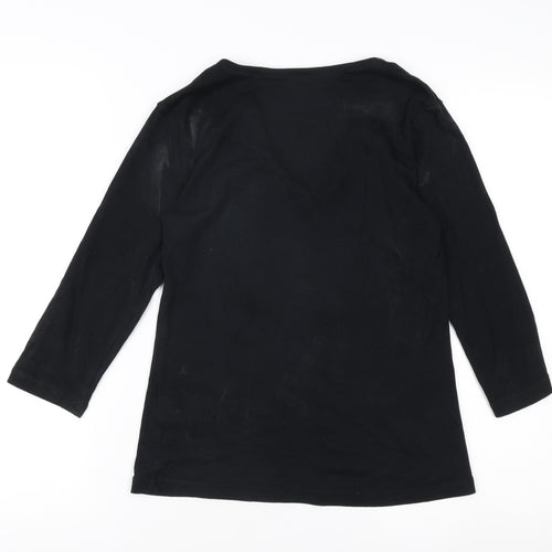 Gap Women's Black Henley 3/4 Sleeve Cotton T-Shirt M