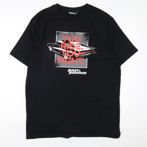 Fast & Furious Men's Black Cotton T-Shirt, Medium, Movie Style