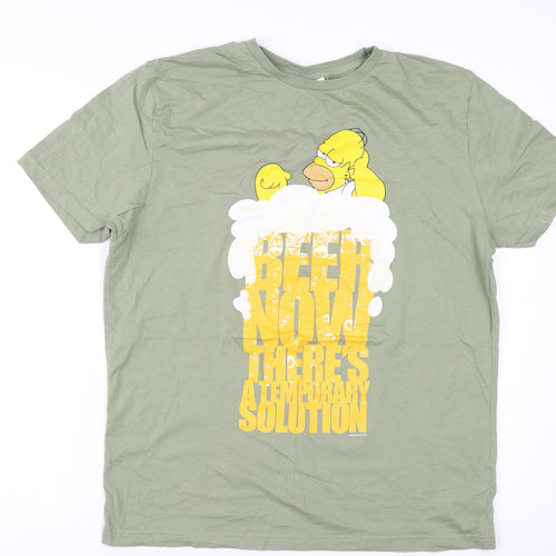 The Simpsons Men's Green L Homer Beer T-Shirt