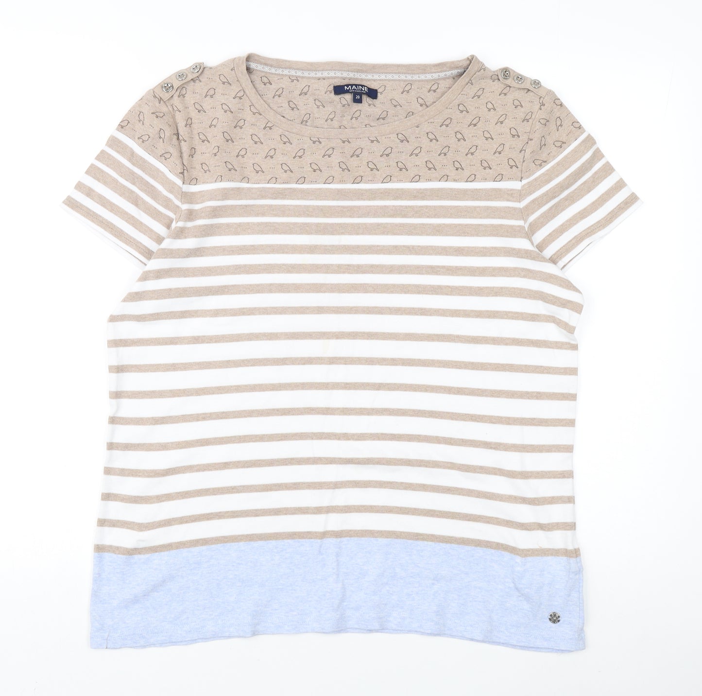 Maine Women's Beige Stripe T-Shirt Size 20