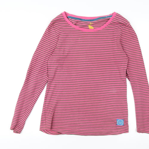 Joules Women's Pink Brown Striped Long Sleeve T-Shirt