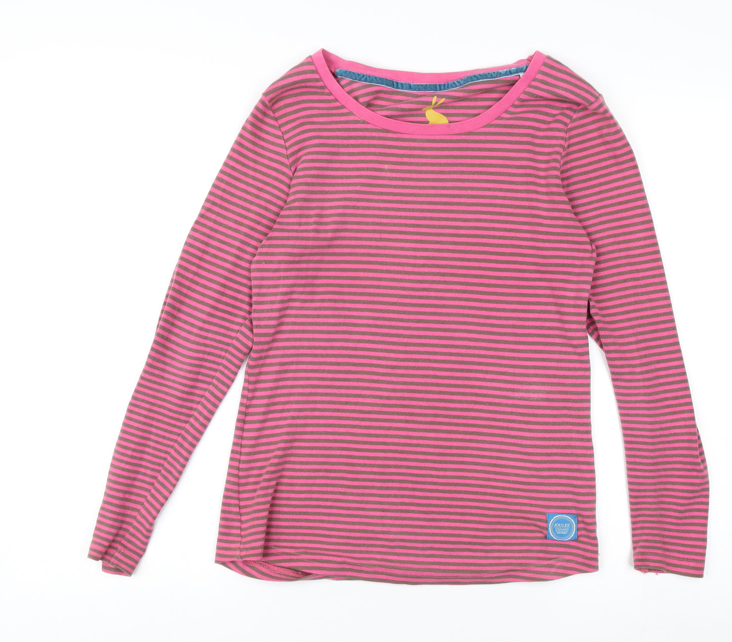 Joules Women's Pink Brown Striped Long Sleeve T-Shirt