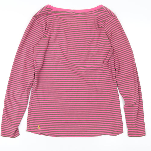 Joules Women's Pink Brown Striped Long Sleeve T-Shirt