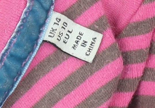 Joules Women's Pink Brown Striped Long Sleeve T-Shirt