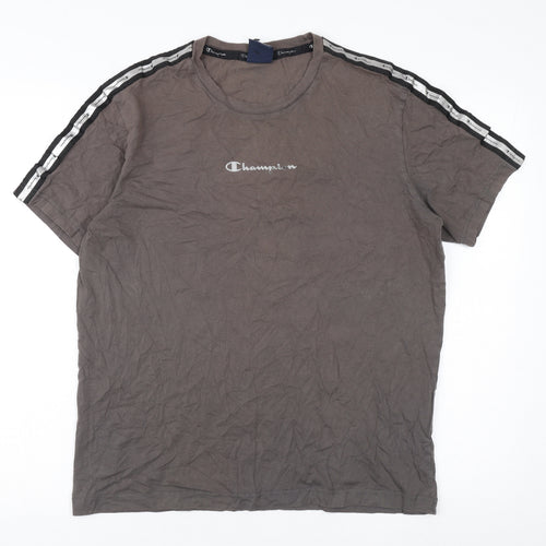 Champion Men's Grey Cotton T-Shirt - M, Regular Fit