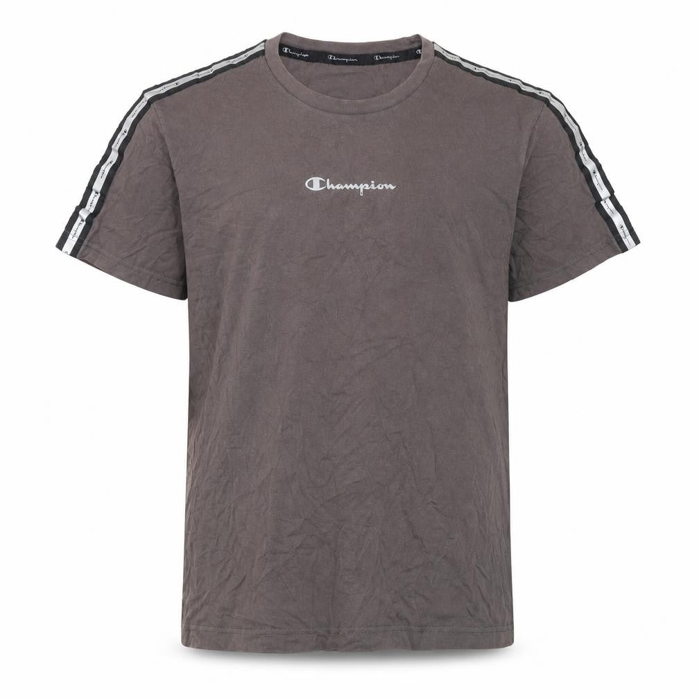 Front view of Champion Men's Grey Cotton T-Shirt - M, Regular Fit