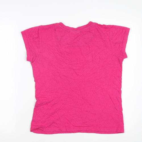 Disney Women Pink XS Basic T-Shirt Casual Short Sleeve