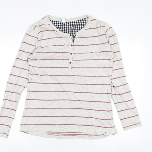 Tog Twenty Four Women's Grey Striped Henley T-Shirt Size 12