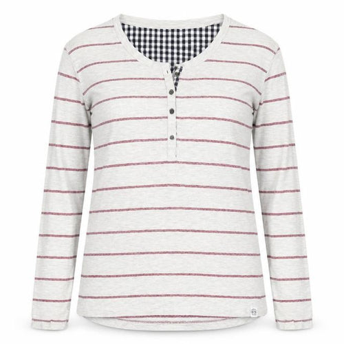 Tog Twenty Four Women's Grey Striped Henley T-Shirt Size 12