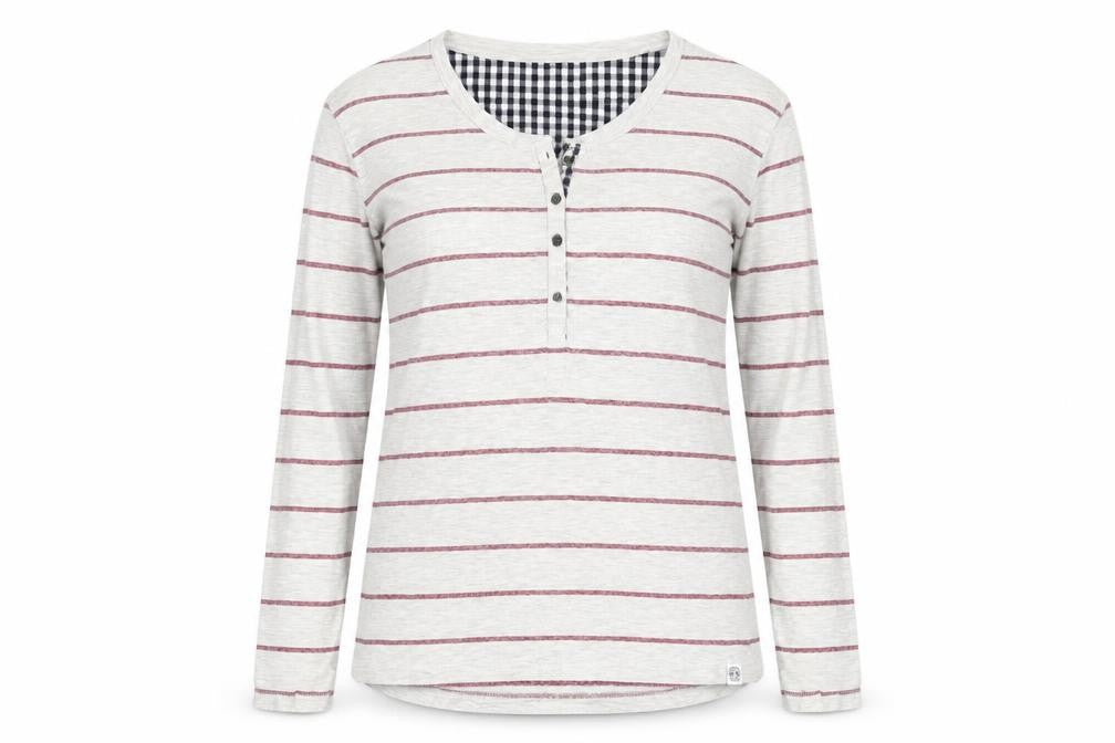 Tog Twenty Four Women's Grey Striped Henley T-Shirt Size 12