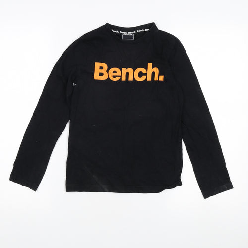 Bench Boys Black Long Sleeve T-Shirt 7-8 Years Logo Casual