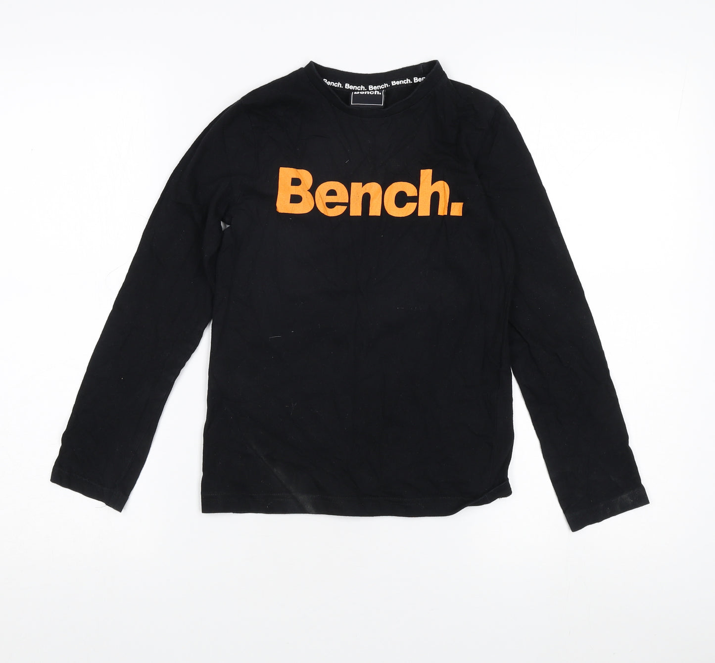Bench Boys Black Long Sleeve T-Shirt 7-8 Years Logo Casual