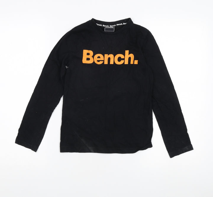 Bench Boys Black Long Sleeve T-Shirt 7-8 Years Logo Casual