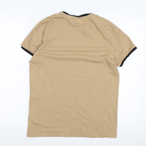 Jack Wills Men's Beige Crew Neck T-Shirt, Logo Accent Size S