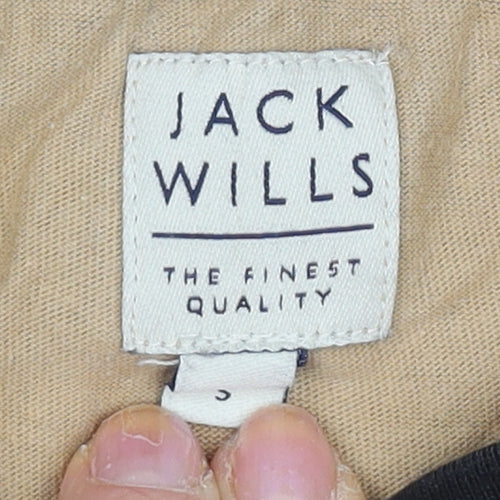 Jack Wills Men's Beige Crew Neck T-Shirt, Logo Accent Size S