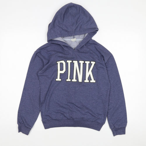 PINK Women's Blue Pullover Hoodie, Medium, Hooded Sweatshirt