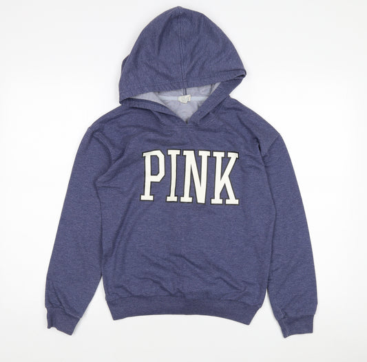 PINK Women's Blue Pullover Hoodie, Medium, Hooded Sweatshirt