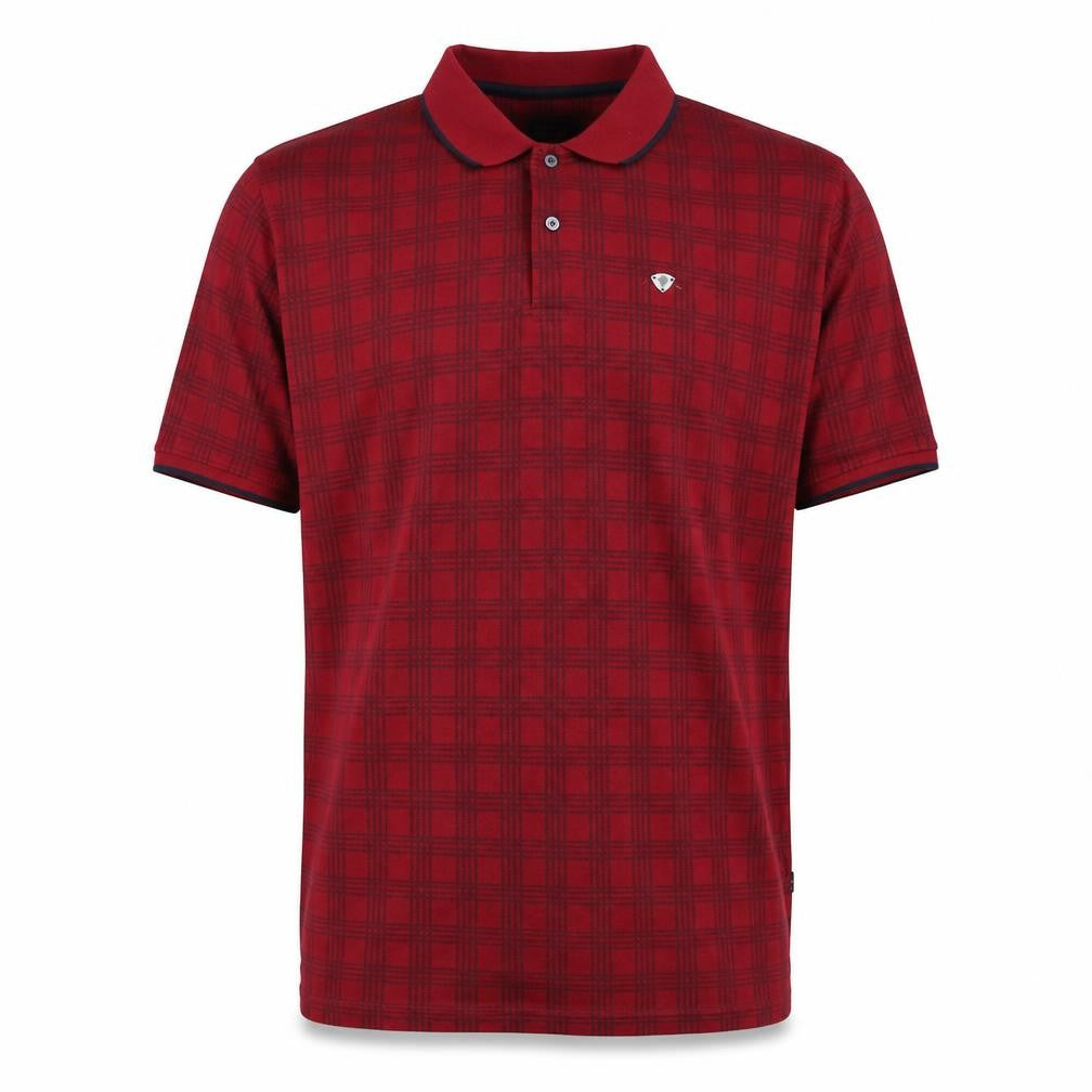 Front view of Netplay Men’s Red Check Polo Shirt XL Short Sleeve