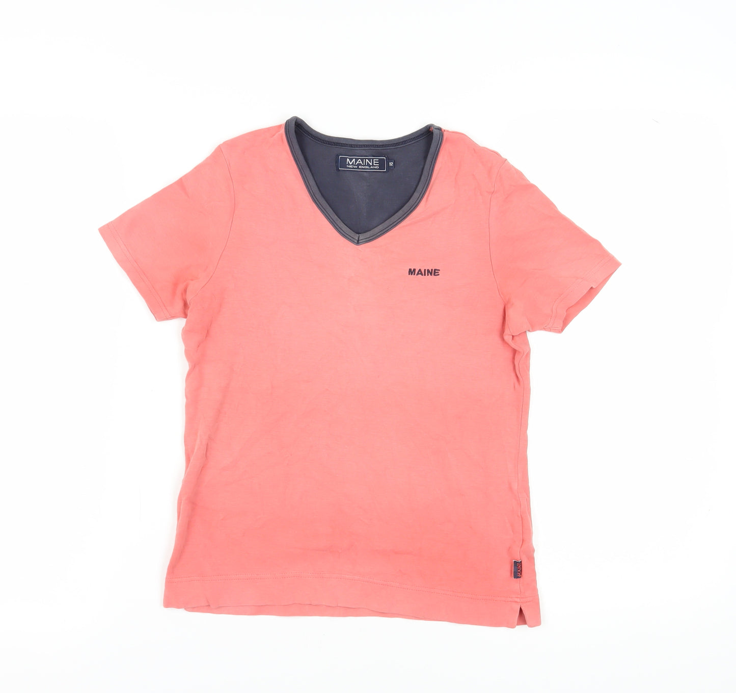 Maine Women's Pink V-Neck T-Shirt Size 12