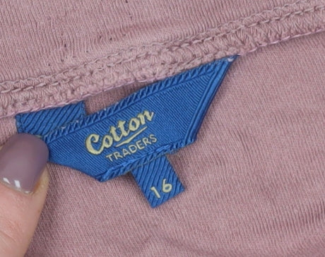 Cotton Traders Women's Pink Cowl Neck T-Shirt Size 16