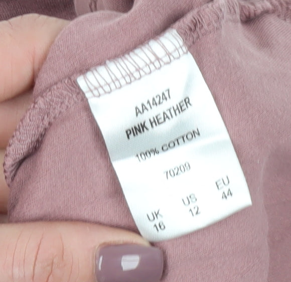 Cotton Traders Women's Pink Cowl Neck T-Shirt Size 16