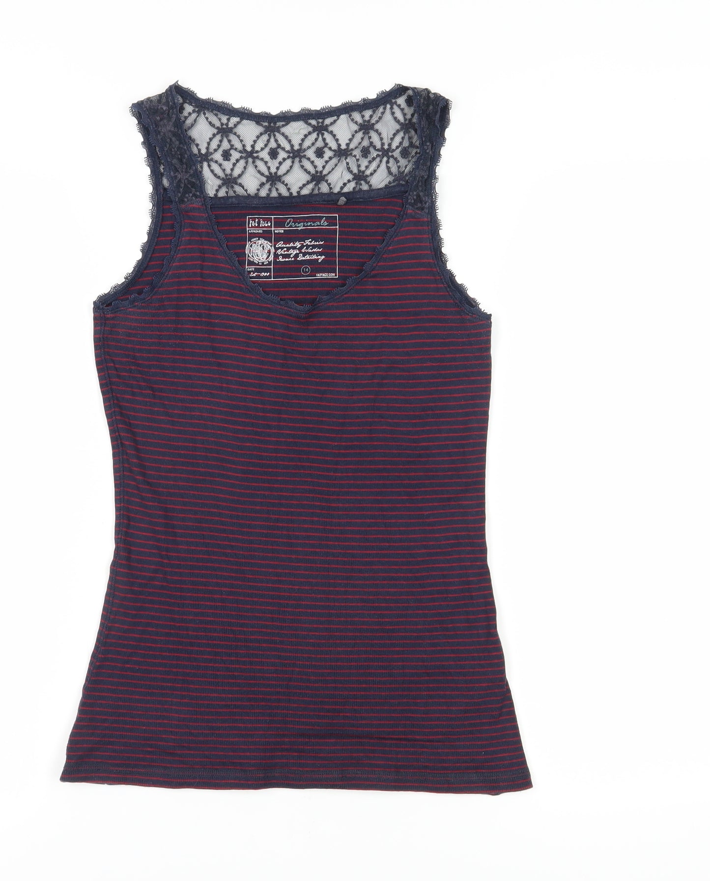 Fat Face Women's Red Striped Camisole Tank Top Size 14