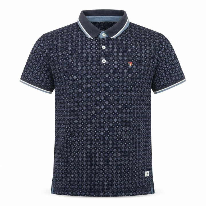 Jack & Jones Blue Geometric Polo Shirt - Men's S