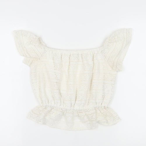 Miss Selfridge Women's Ivory Peasant Blouse Size 10