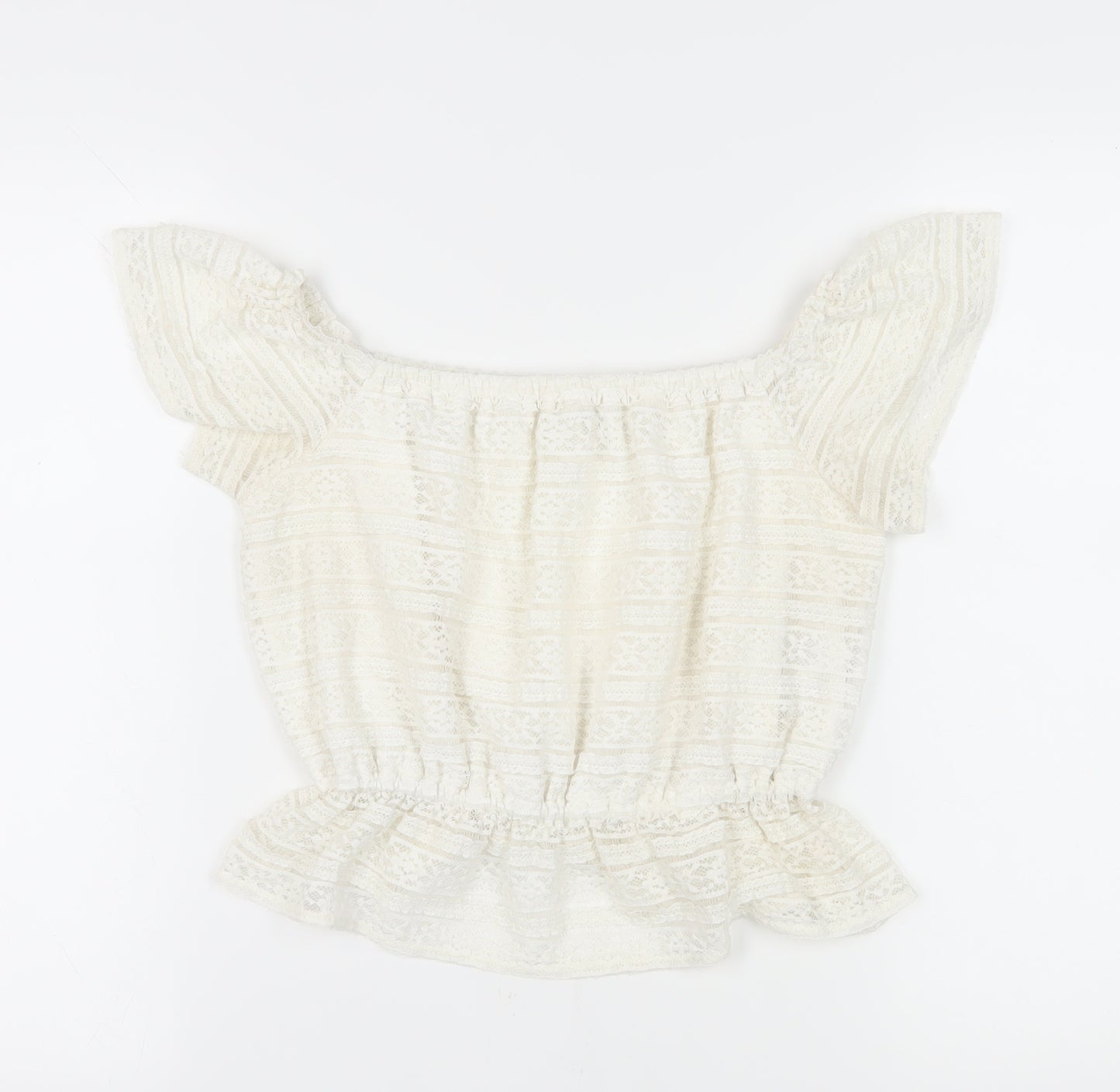 Miss Selfridge Women's Ivory Peasant Blouse Size 10