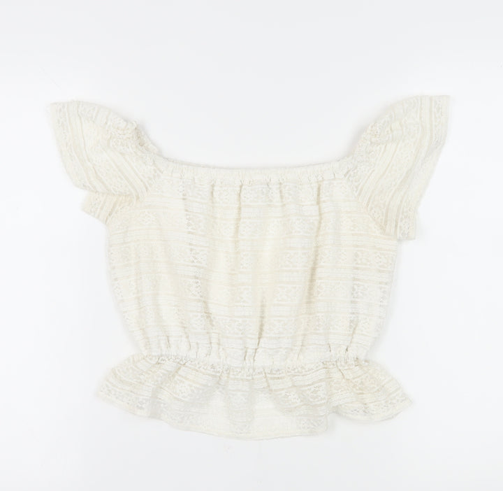 Miss Selfridge Women's Ivory Peasant Blouse Size 10