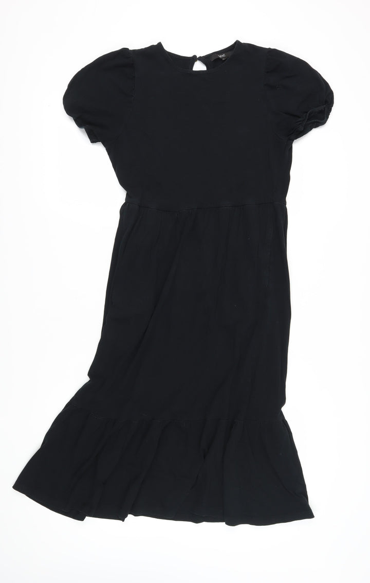 Next Women's Black Midi Shift Dress Size 12