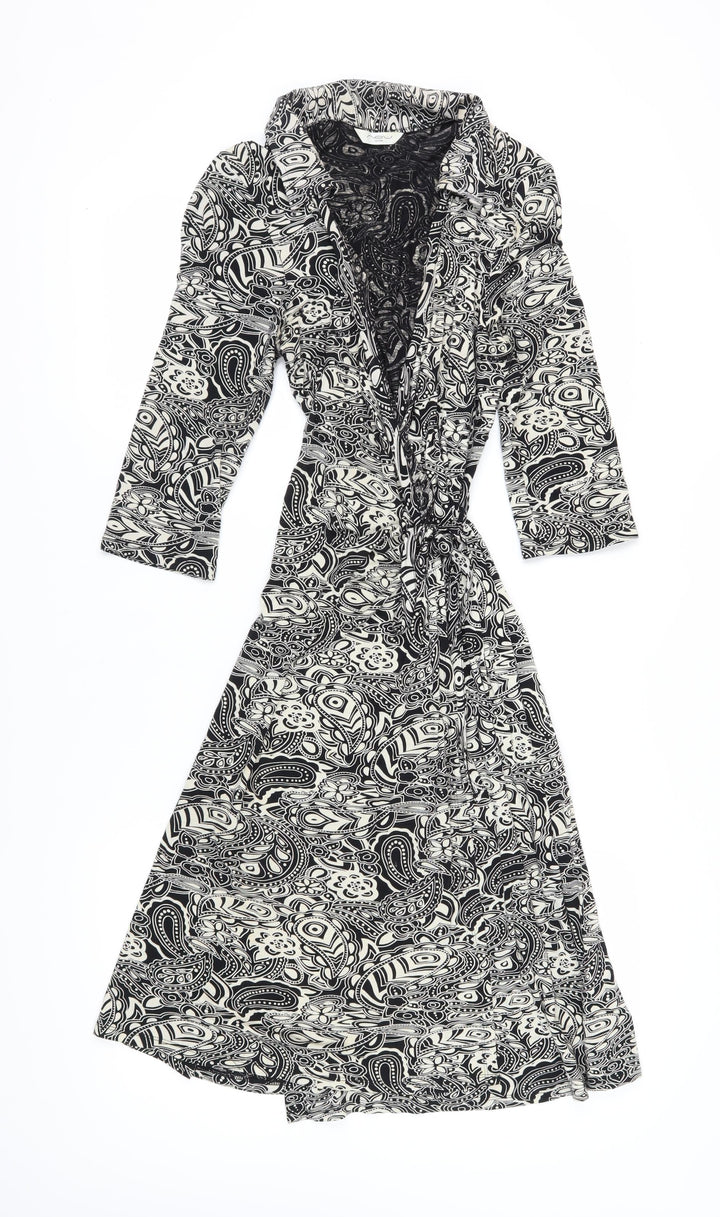 New Look Women's Black Paisley Midi Wrap Dress