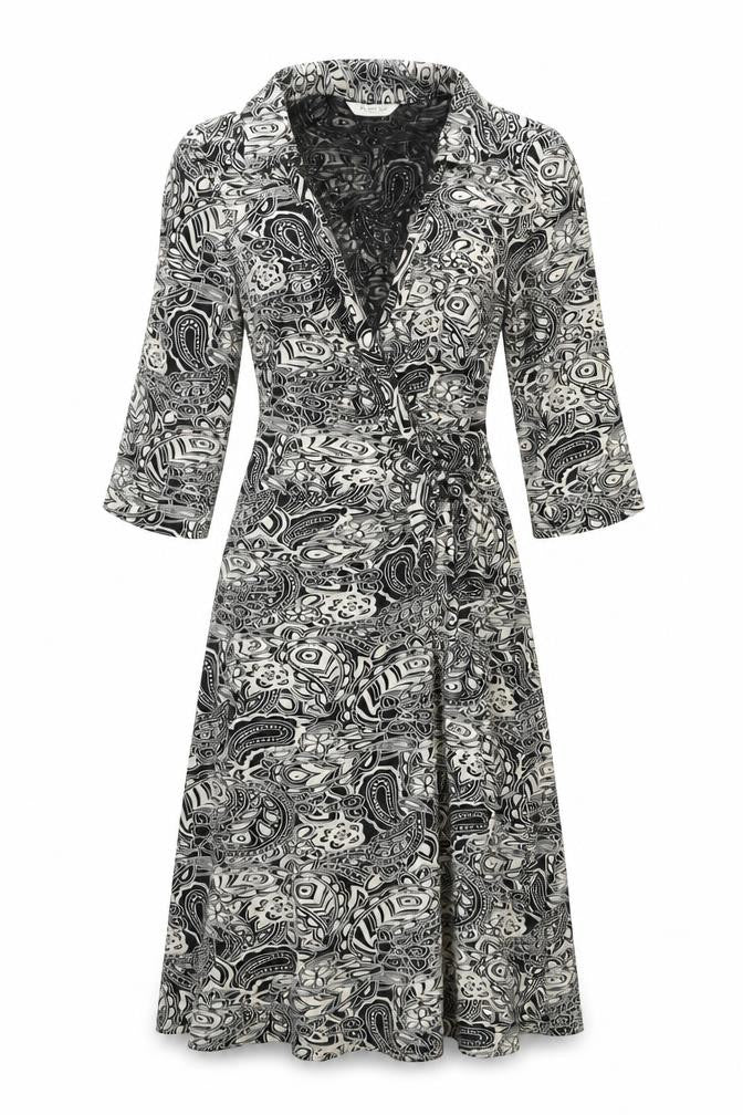 New Look Women's Black Paisley Midi Wrap Dress
