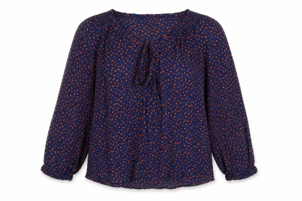 Front view of H&M Women Blue Kimono Blouse, size 10