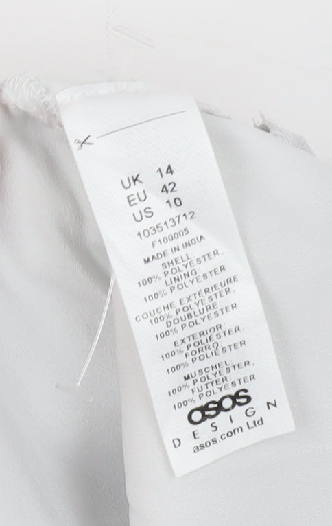 ASOS DESIGN Women’s White Blouse, Size 14, High Neck