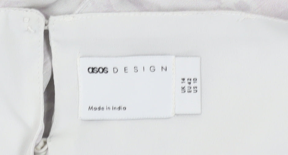 ASOS DESIGN Women’s White Blouse, Size 14, High Neck