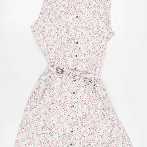 Fat Face Women's White Floral Shirt Dress Size 12