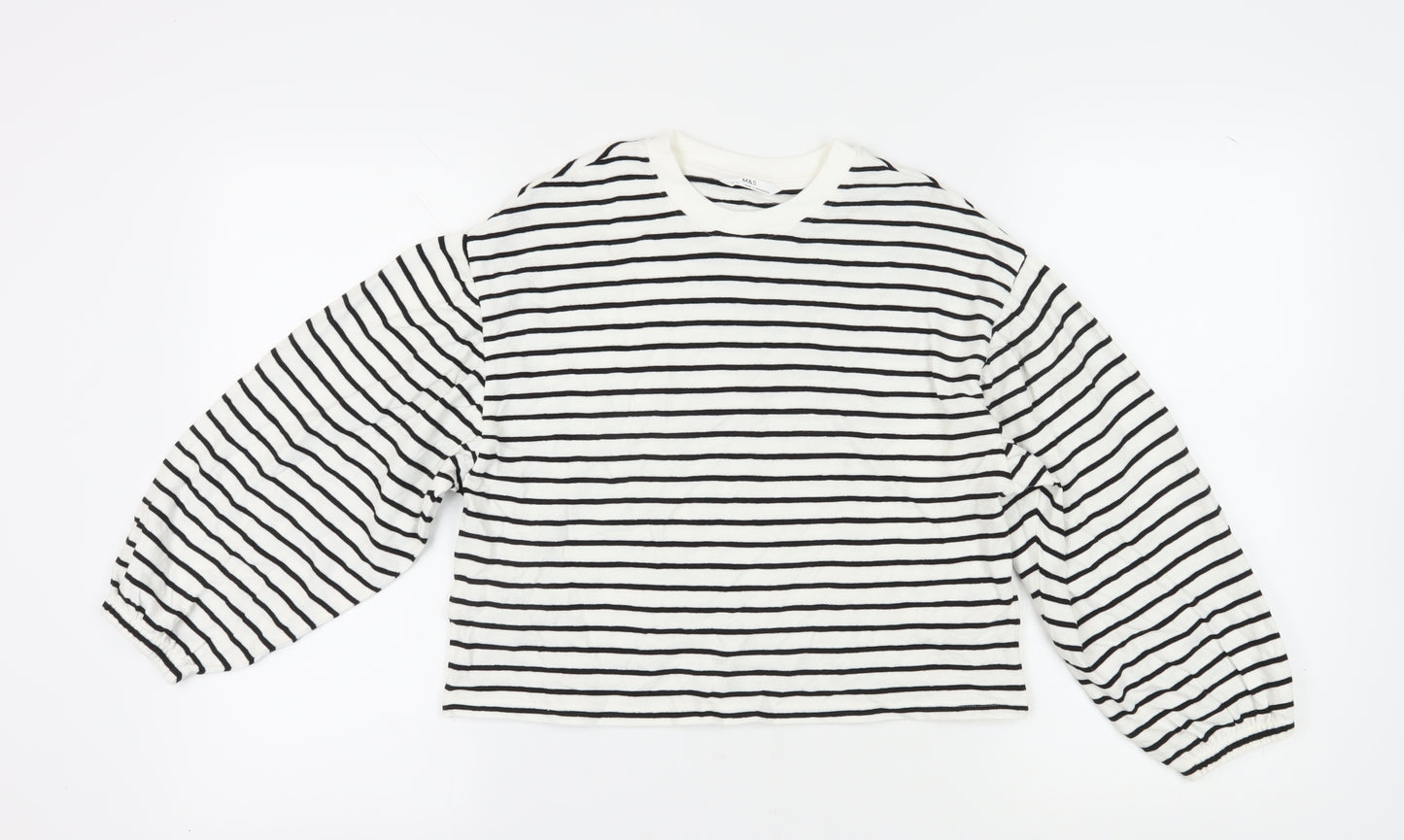 Marks and Spencer Girls Ivory Striped Pullover Sweatshirt 11-12Y