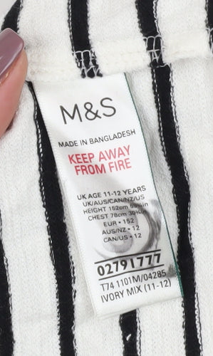 Marks and Spencer Girls Ivory Striped Pullover Sweatshirt 11-12Y