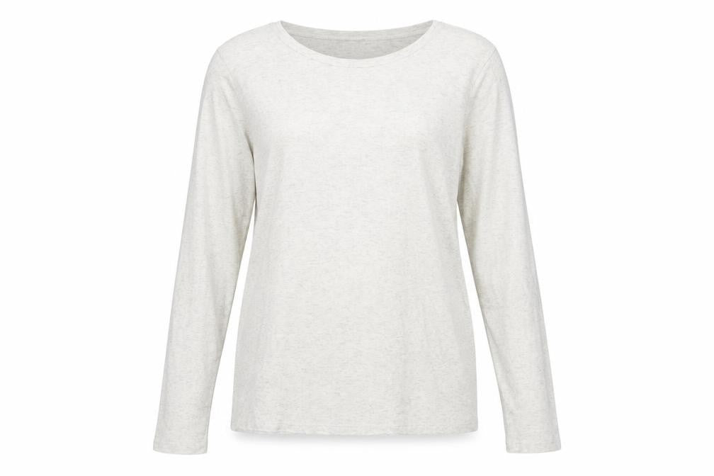 Front view of Gap Women’s Grey Long Sleeve Basic T-Shirt, L