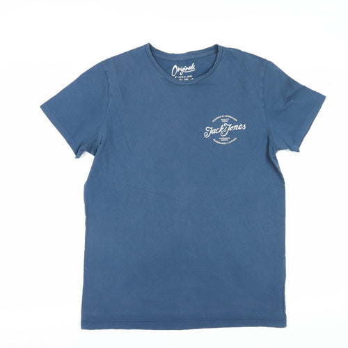 Jack & Jones Men's Blue Crew Neck T-Shirt, Size L